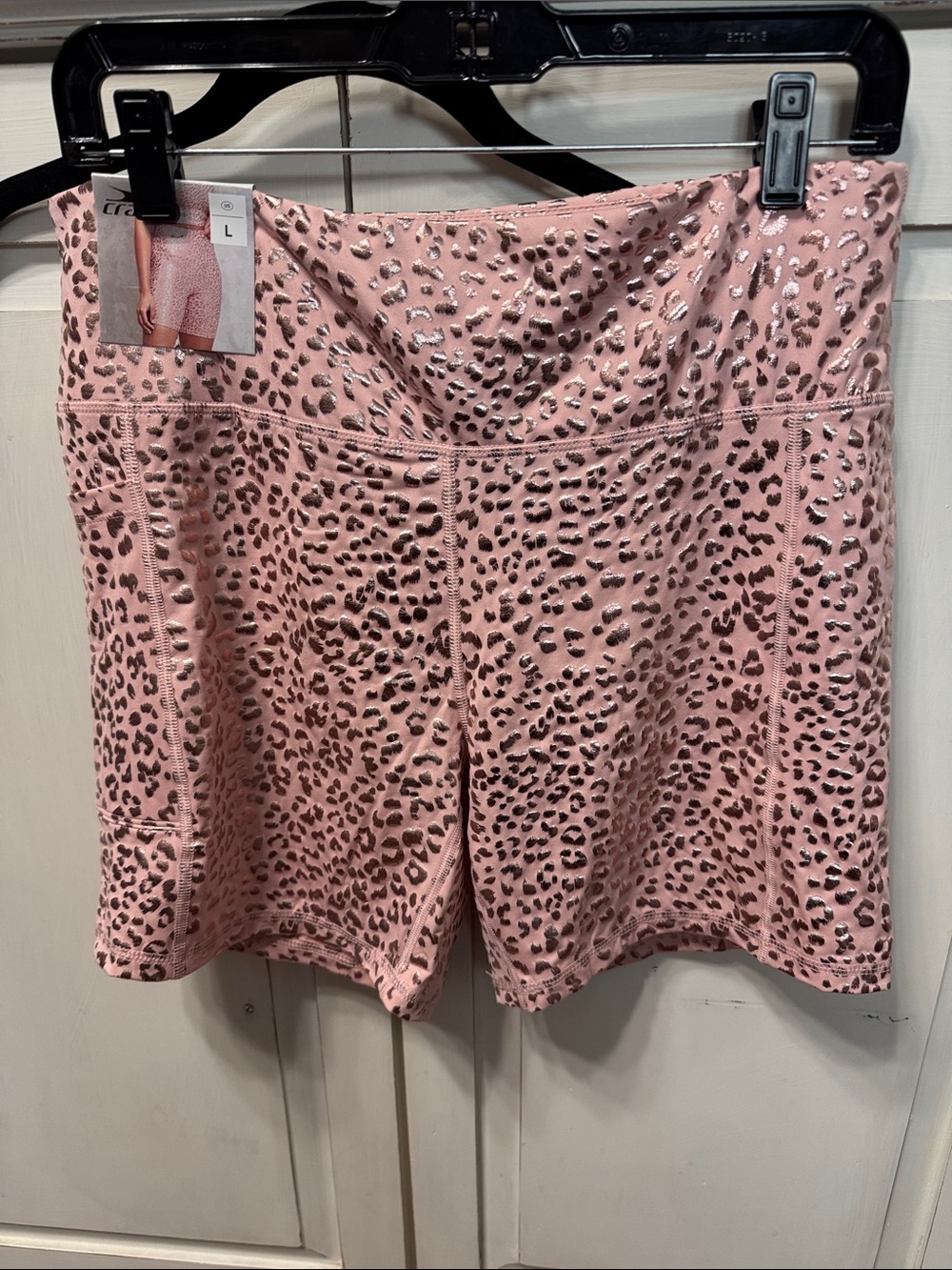 Women's High-Rise Pink Leopard Print Bike Shorts